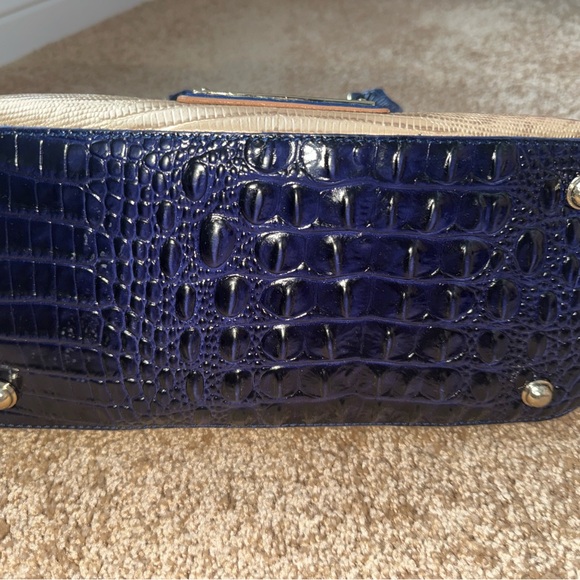 Brahmin Gold and Navy Tote Bag with Tassel - Picture 5 of 6